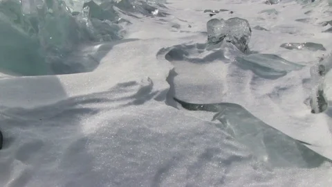 Ice Hummocks on the Snowy Surface Видео 83699809