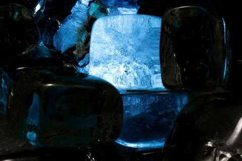Ice in an ice bucket Stock Photos