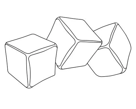 Ice. Ice cubes for drinks - vector linear illustration for coloring, logo イラスト素材