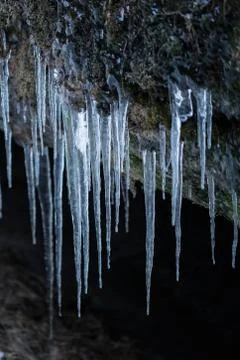 Ice, icicles in water Stock Photos
