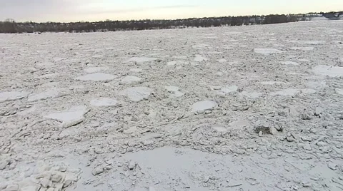 Ice Jam, River Completely Frozen Stock-Footage 40320325