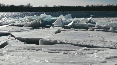 Ice Jam on Shore. Stock Footage 60934201