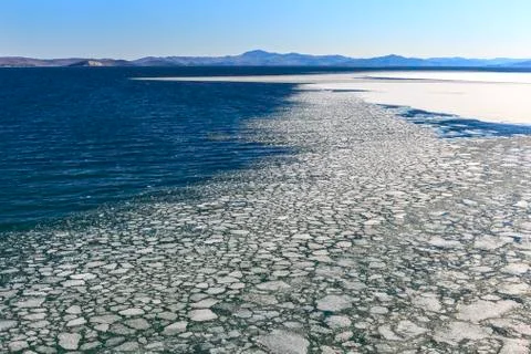 The ice on the lake in the spring Stock Photos