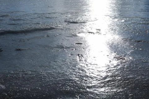 Ice lake surface closeup, background or texture Stock Photos
