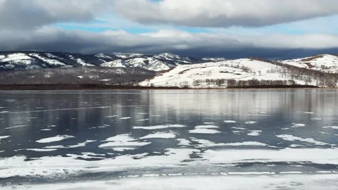 Ice on the lake in winter. Stock Footage 298179972