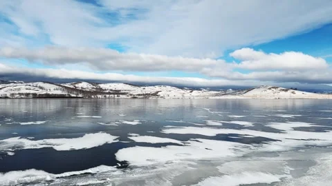 Ice on the lake in winter. Stock Footage 298180020