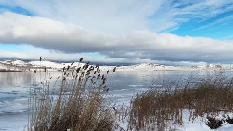 Ice on the lake in winter. Stock Footage 298180109