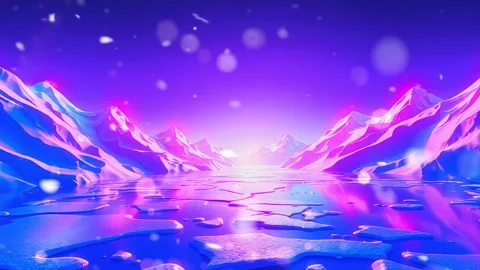 Ice Land Cold Peak Landscape: Cartoon Scene of Icey Peak with Bright Light Video stock 330319829