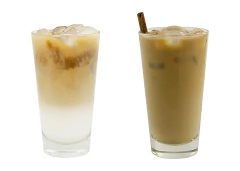 Ice latte on white background Stock Photos