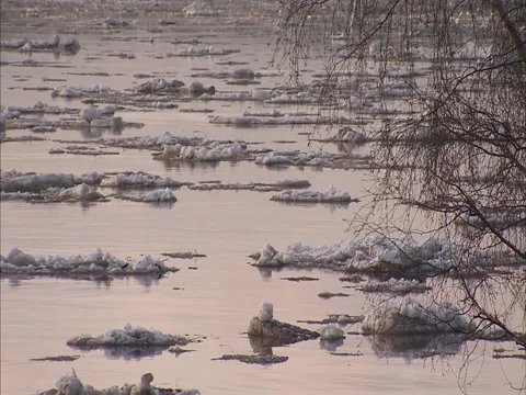 Ice leaving river Stock Footage 2358640