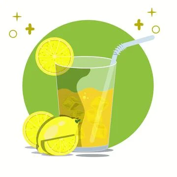 Ice lemon tea with ice cube vector graphic Stock Illustration