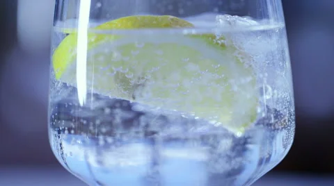 Ice, lemon, water - macro shot Stock Footage 47140079