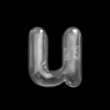 Ice letter U - Small 3d Winter font - Suitable for Nature, Winter or Christma Stock Illustration