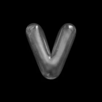 Ice letter V - Small 3d Winter font - Suitable for Nature, Winter or Christma Stock Illustration