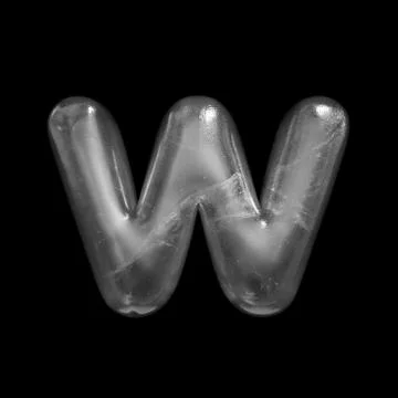 Ice letter W - Lower-case 3d Winter font - Suitable for Nature, Winter or Chr Stock Illustration