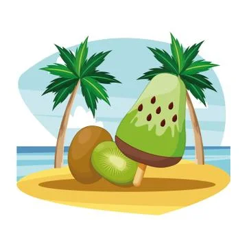 Ice lolly with kiwi Stock Illustration