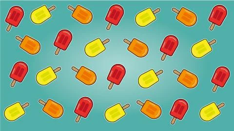 Ice lolly popsicle bright vector background. Pattern orange lemon and strawbe Stock Illustration
