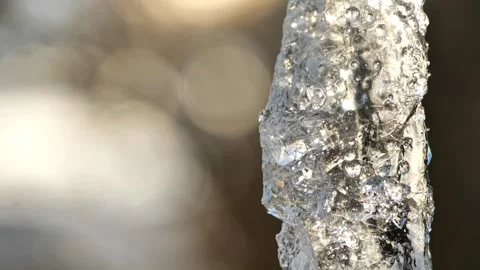 Ice macro with reflections and winter bokeh.Frozen ice peaks 動画素材 344026305