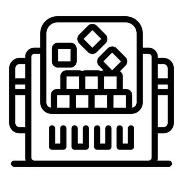 Ice maker machine making ice cubes, cooling system icon Stock Illustration