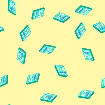 Ice maker restaurant equipment isometric icon seamless pattern Stock Illustration
