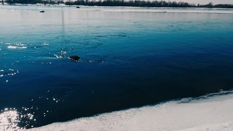 Ice melted on the Siberian river Stock Footage 105441254