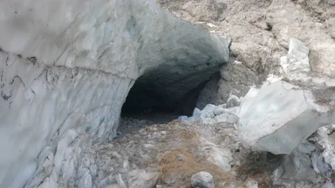 Ice melting and falling in summer - Glacier underneath Watzmann mountain Stock Footage 160898994