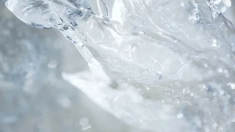 Ice is melting, macro shot of thawing snow &amp; ice Stock Footage 96504759