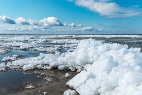 Ice melting on the Ob River in Siberia Stock Photos