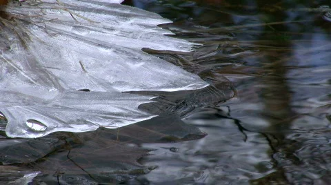 Ice melting over water Stock Footage