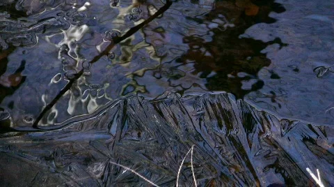 Ice melting over water Stock Footage