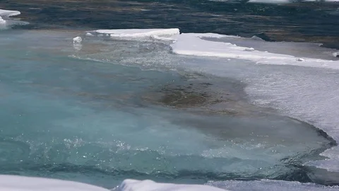 Ice melting of on the river in the early spring Stock Footage 73010896