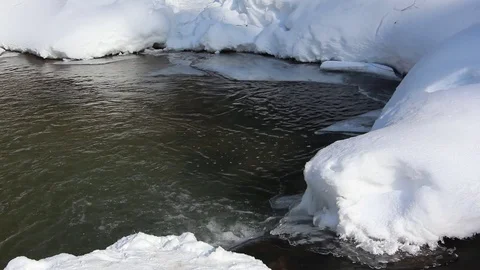 Ice melting on the river in early spring Stock Footage 84926467