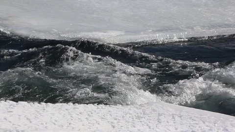 Ice melting on the river in early spring Stock Footage 84966951