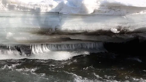 Ice melting on the river in early spring Stock Footage 84967213