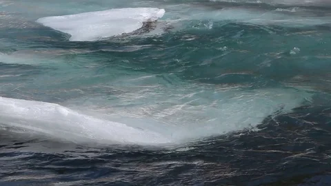 Ice melting on the river in the spring Stock Footage 75441103