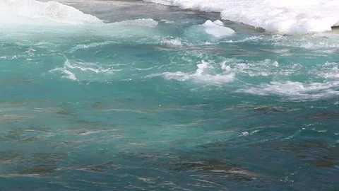 Ice melting on the river in the spring Stock Footage 75441114