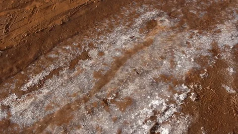 Ice is melting on the road. Stock Footage 125574282