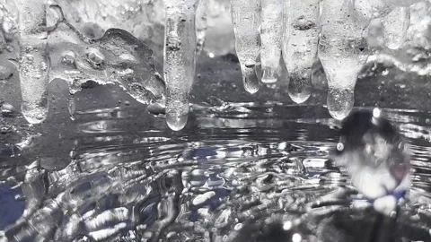 Ice Is Melting. Spring. Drops Drips Video stock 270710784