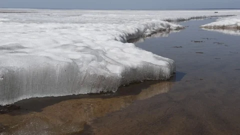 Ice melts on the river Stock Footage 75054854