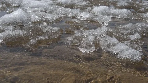 Ice melts on the river Stock Footage 75054877