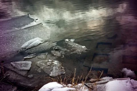 The ice melts on the river Stock Photos