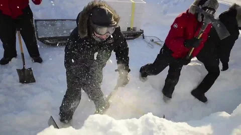 Ice Mining in the Arctic with Ice Picks Video stock 74775655