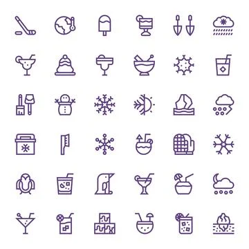 Ice Modern Vector Collection with 36 Bold Line 128x128 PIXEL Perfect Icons Stock-Illustration