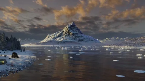 Ice mountain ice lake Video stock 274414739