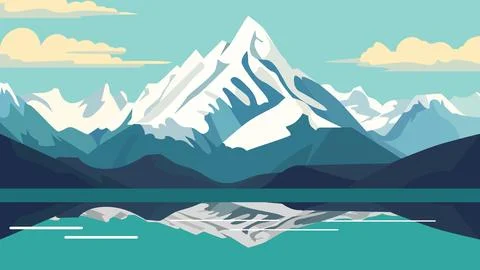 Ice Mountain Nature Landscape with River Lake in Snow Winter Season Stock Illustration