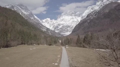 Ice mountain pathway drone shot view. Stock Footage 268898426