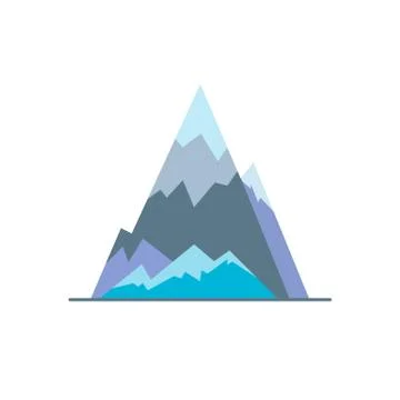 Ice mountain peak icon in flat style Stock Illustration