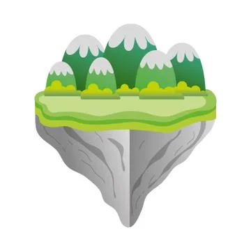 Ice mountains and bushes in the float island Stock Illustration