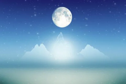 Ice mountains moon small Ilustração Stock