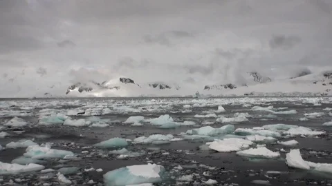 Ice movement icebergs of global warming floats in ocean of Antarctica. Stock Footage